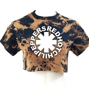 Red Hot Chili Peppers Acid Wash, Distressed "Cropped" Crop Top Rock Band Rap Tee